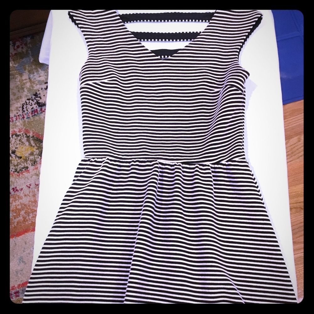Black and White Striped Skater Dress